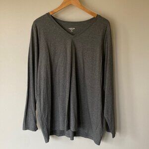 Lands' End relaxed fit grey 100% cotton long sleeve top Size 2XL